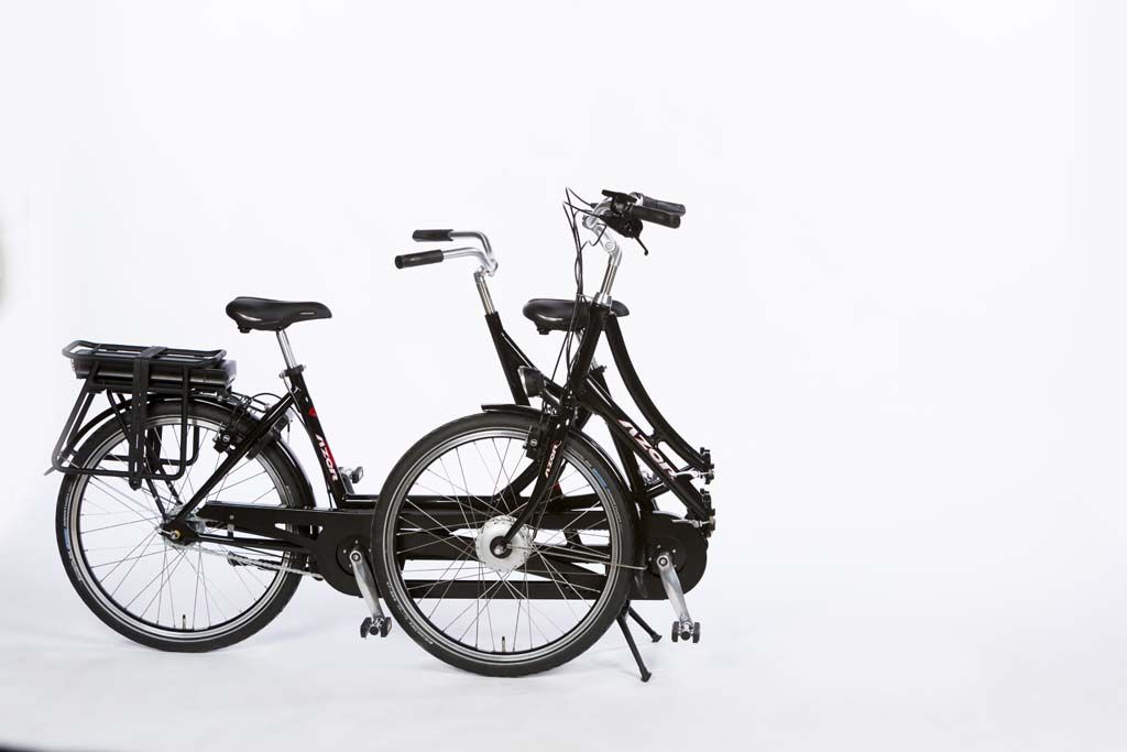 Azor 2017-Vouw-tandem MM8D Static Zwart - met freewheel optie -gevouwen - elektrische tandem - zeer licht van gewicht